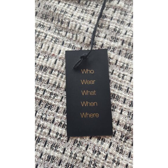 W5 Anthropologie Shirt Women's 3/4 Sleeve Kit Tweed Top Fringe Hem Size Large Zi - Picture 6 of 11